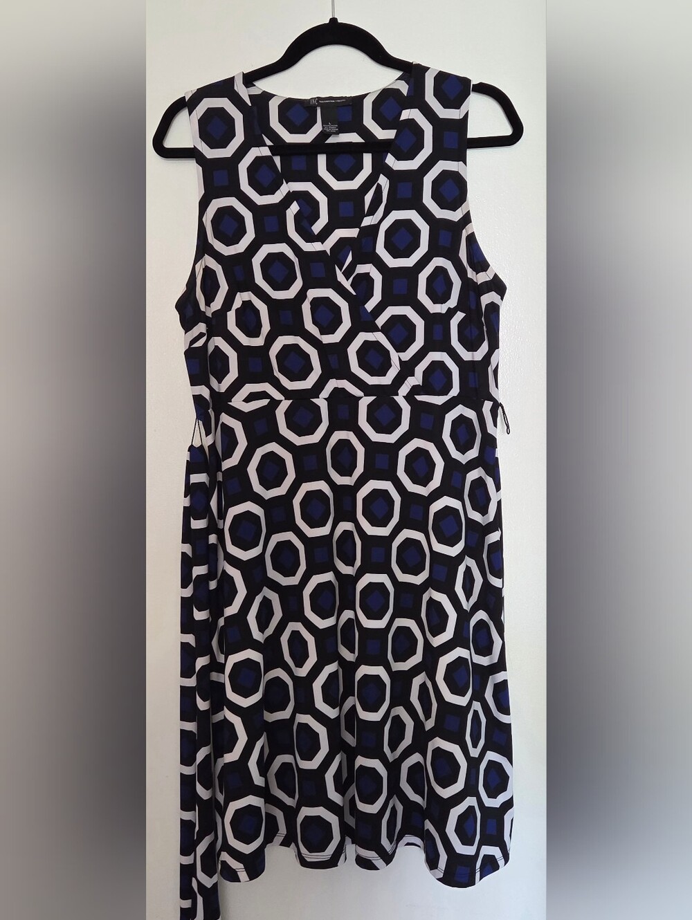 INC International Concepts Black White and Blue Geometric Sleeveless Dress
